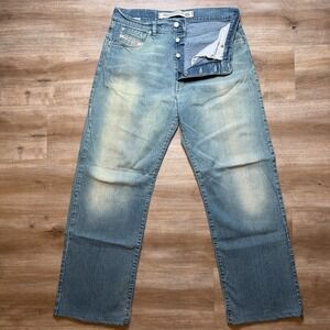 Vintage Diesel Kratt Jeans Men 32x30 Green Relaxed Straight Baggy Washout Faded